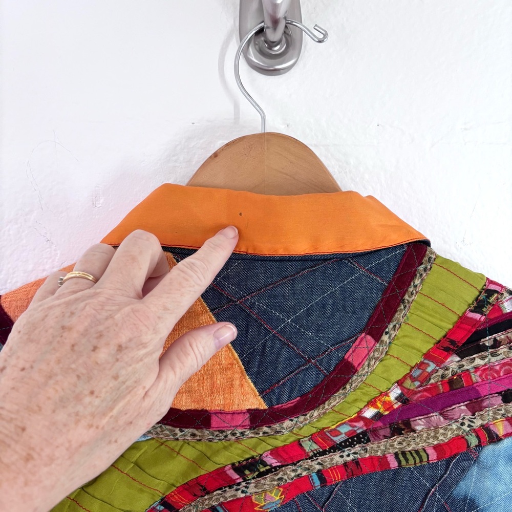 Fluere Boho Patchwork Quilted Jacket Medium Y2k F… - image 8